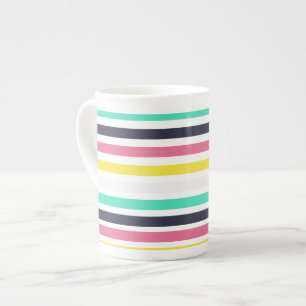 Coloured Horizontal Stripes  Bone China Mug