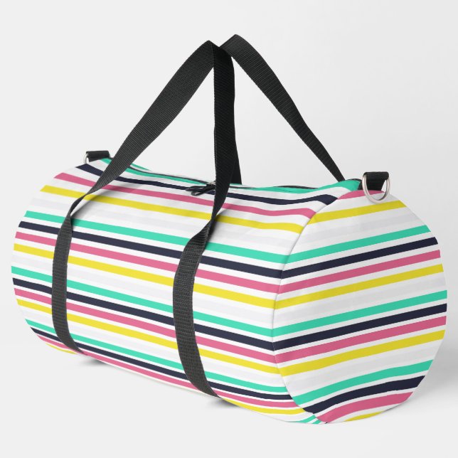 Coloured Horizontal Stripes  Duffle Bag (Left Corner)