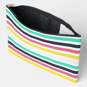 Coloured Horizontal Stripes/ Sew Large Accessory Pouch