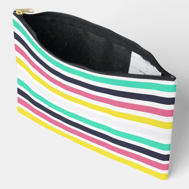 Coloured Horizontal Stripes/  Sew Large Accessory  Pouch (Open)