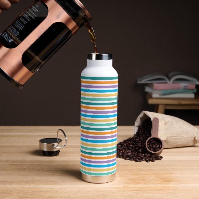 Coloured Horizontal Stripes  Water Bottle (Coffee)