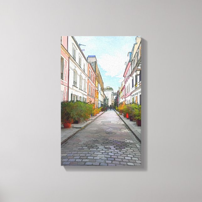 Coloured houses in Rue Cremieux - Paris Canvas Print (Front)