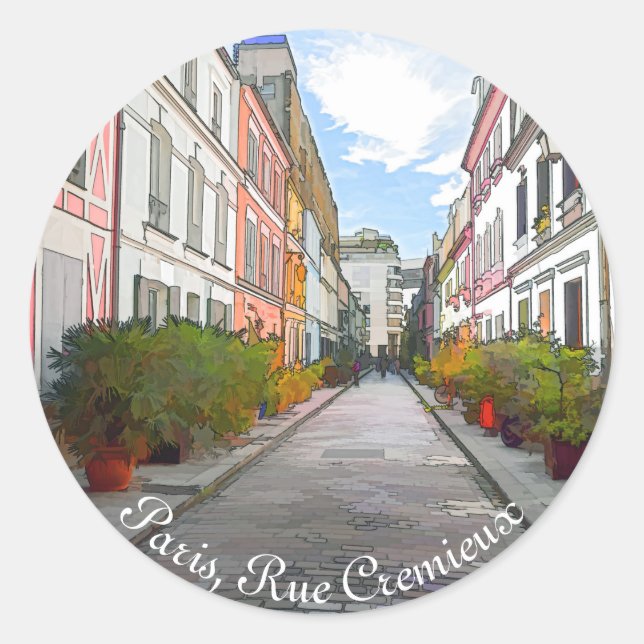 Coloured houses in Rue Cremieux - Paris Classic Round Sticker (Front)