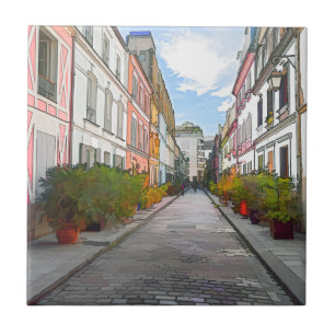 Coloured houses in Rue Cremieux - Paris Tile