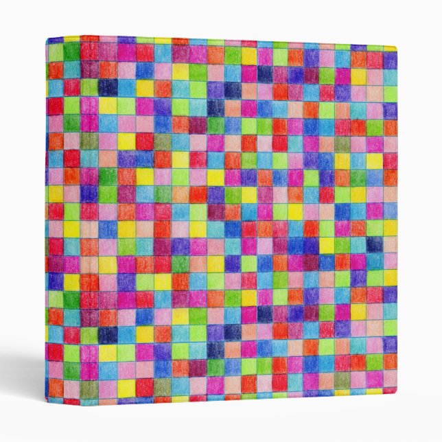 Coloured In Graph Paper Squares Pattern Binder (Front/Spine)