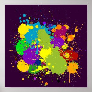 Coloured Inky Splats Poster