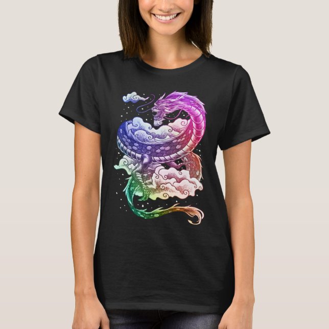 Coloured Japanese tradition dragon T-Shirt (Front)