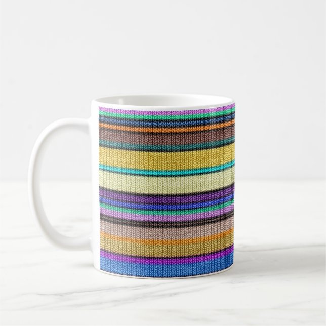 Coloured knitting Stripes seamless pattern 1 Coffee Mug (Left)
