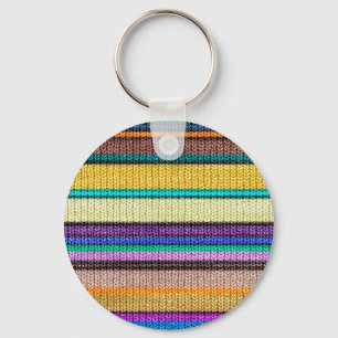 Coloured knitting Stripes seamless pattern 1 Keychain
