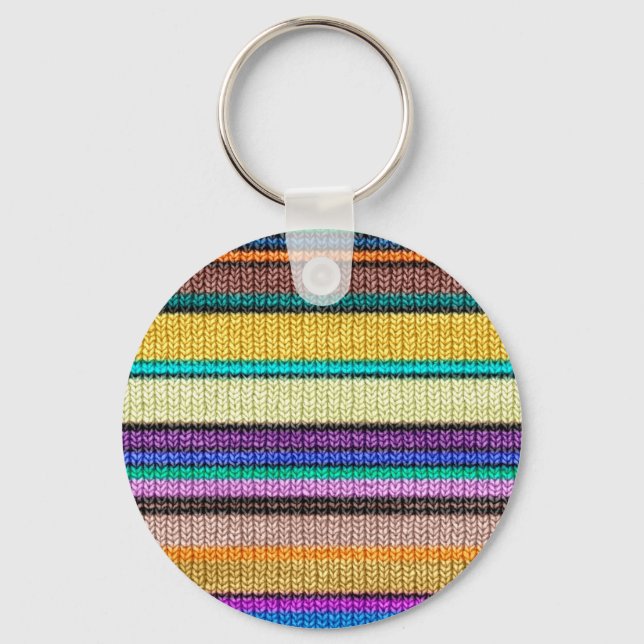 Coloured knitting Stripes seamless pattern 1 Keychain (Front)