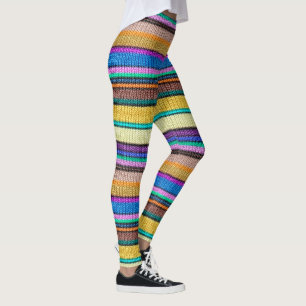 Coloured knitting Stripes seamless pattern 1 Leggings