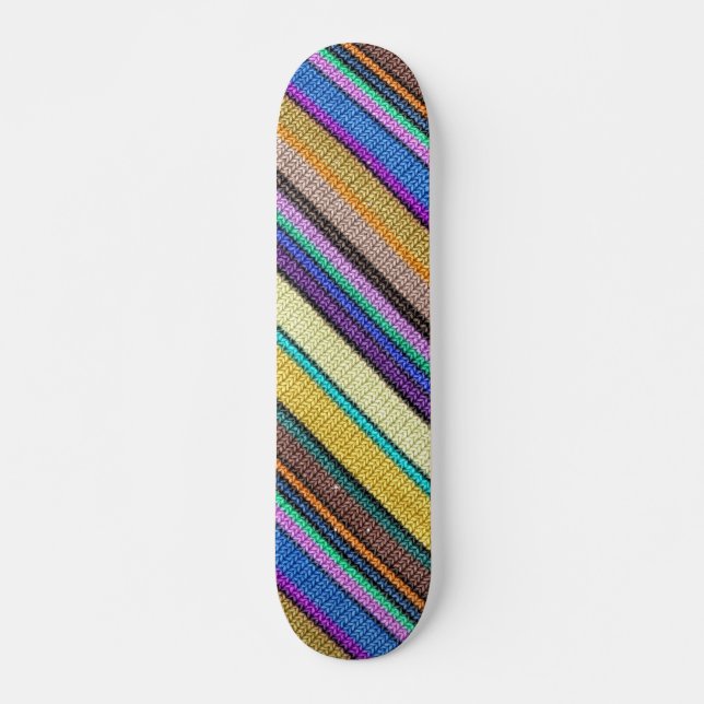 Coloured knitting Stripes seamless pattern 1 Skateboard (Front)