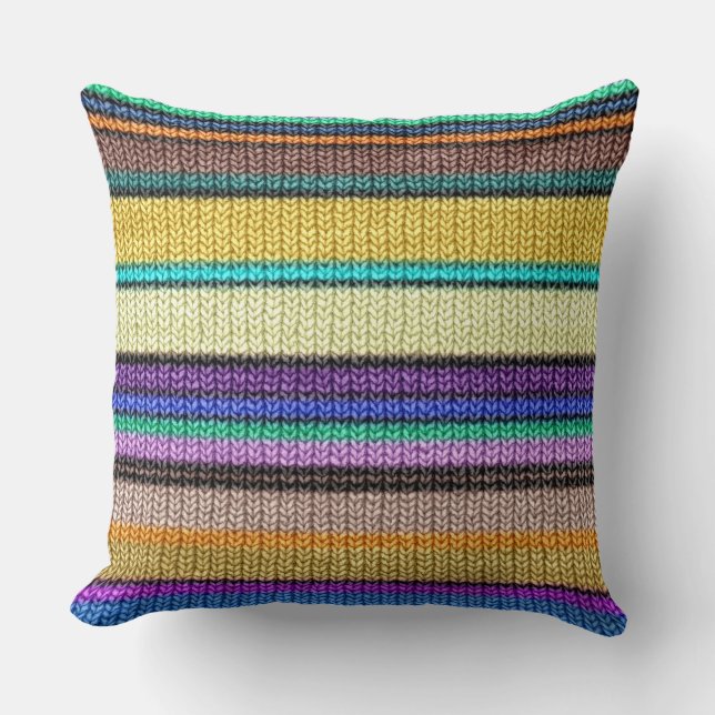 Coloured knitting Stripes seamless pattern 1 Throw Pillow (Front)