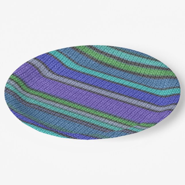 Coloured knitting Stripes seamless pattern 2 Paper Plate (Angled)