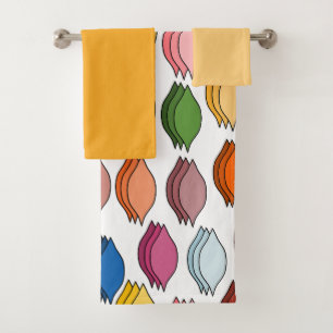 Coloured Leaves Bath Towel Set