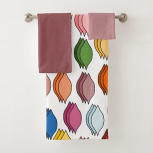 Coloured Leaves Bath Towel Set