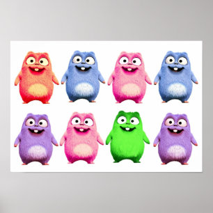 Coloured lemmings and grizzy tabodi kids  poster