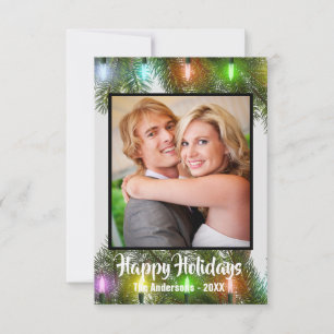 Coloured Lights Garland - 3x5 Christmas Card