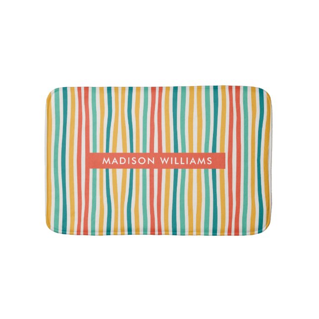 Coloured Lines Minimalist  Bath Mat (Front)