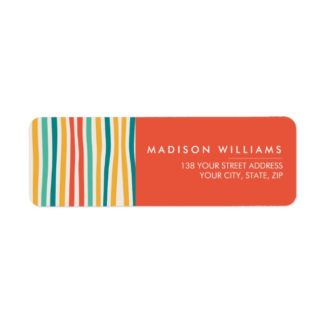 Coloured Lines Modern Flowers Label (Front)