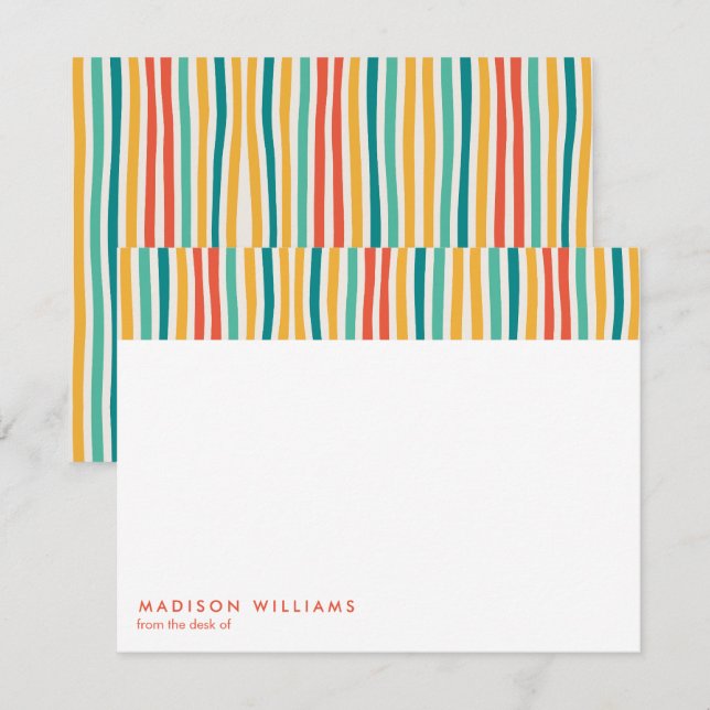 Coloured Lines Stylish Trendy Modern Note Card (Front/Back)