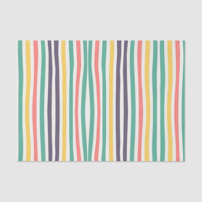Coloured Lines Vertical Stripes Custom Name Tissue Paper (Front)
