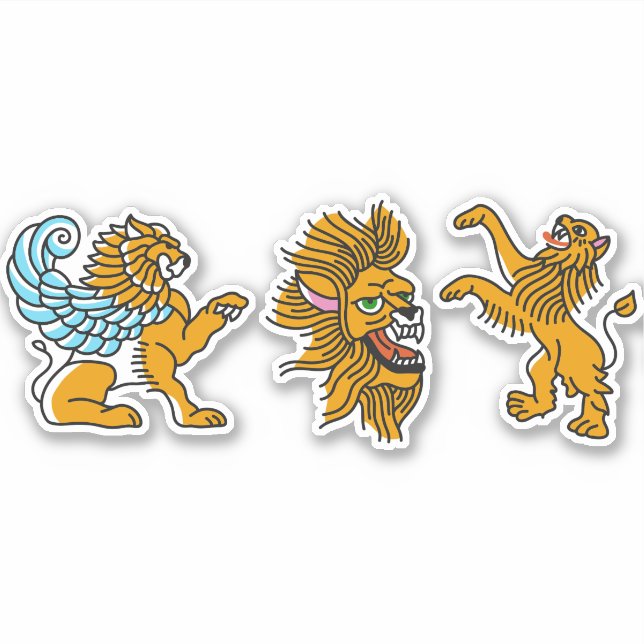 Coloured lion tattoo set (Front)
