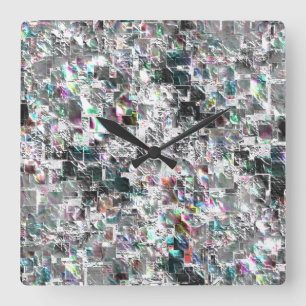 Coloured look like square dvd cutouts, rough mosai square wall clock
