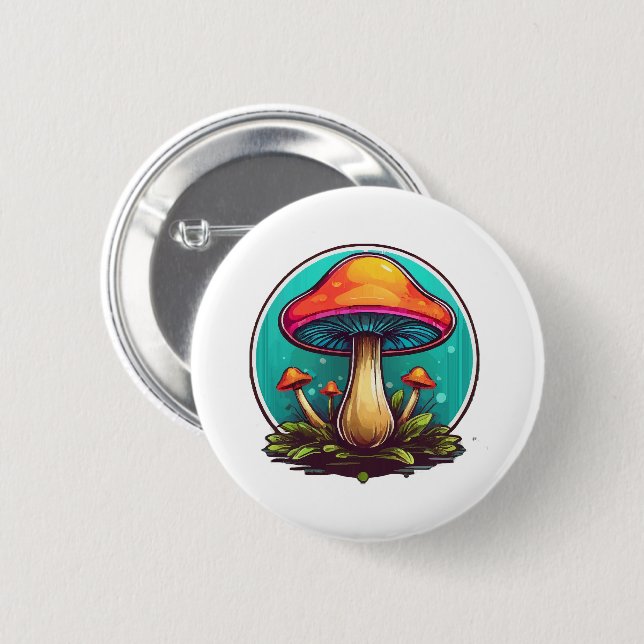 Coloured Magic Mushrooms 2 Inch Round Button (Front & Back)