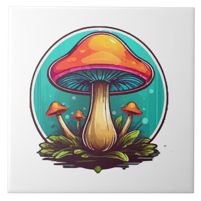 Coloured Magic Mushrooms Tile (Front)