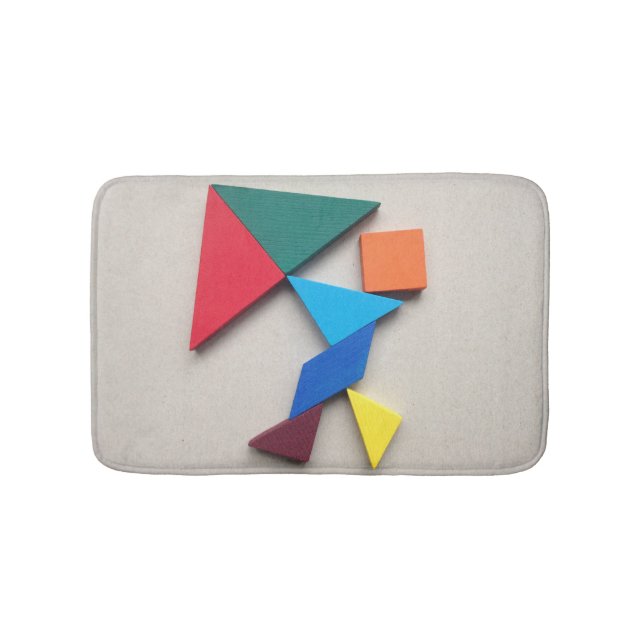 Coloured man with a kite Tangram Bath Mat (Front)