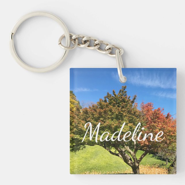 Coloured Maple Tree in Autumn Keychain (Front)