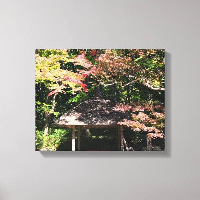 Coloured Maple Trees and Rest House Canvas Print (Front)