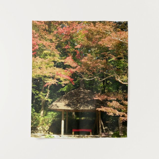 Coloured Maple Trees and Rest House Tapestry (Front)
