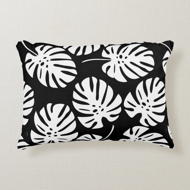 Coloured monstera leaves seamless pattern accent pillow (Front)