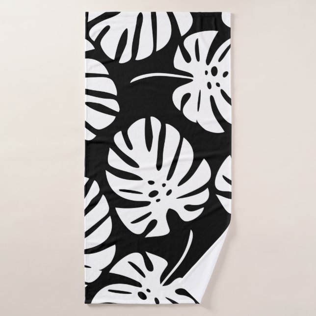 Coloured monstera leaves seamless pattern bath towel (Bath Towel)