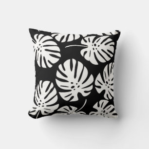 Coloured monstera leaves seamless pattern throw pillow