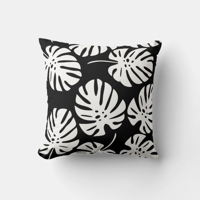 Coloured monstera leaves seamless pattern throw pillow (Front)