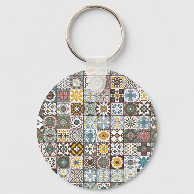 Coloured Moroccan tile Keychain (Front)