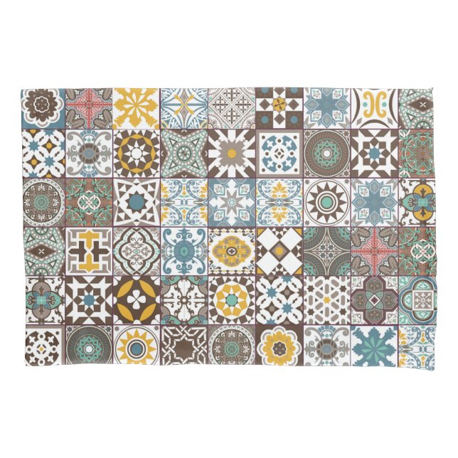 Coloured Moroccan tile Pillowcase (Front)