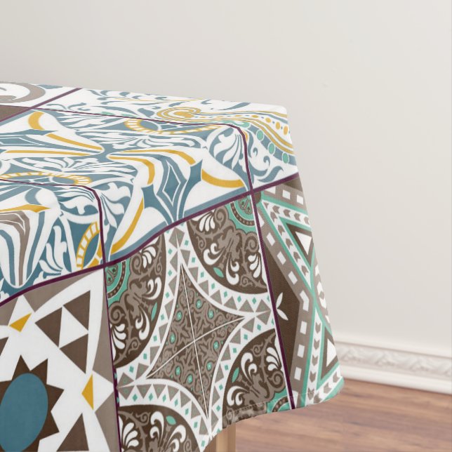 Coloured Moroccan tile Tablecloth (In Situ)