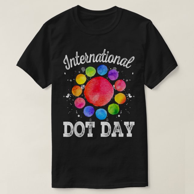 Coloured Multicolor Rainbow Polka Dot Internationa T-Shirt (Design Front)