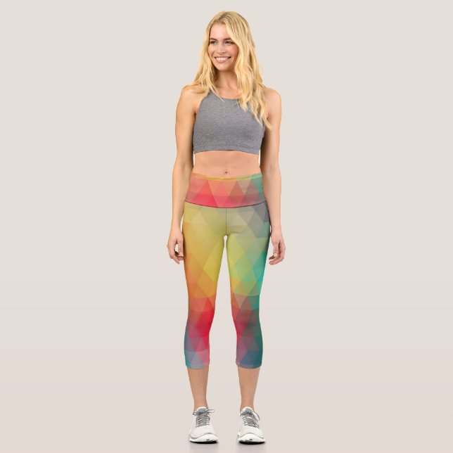 Coloured Neon Glass Pattern Capri Leggings (Front)