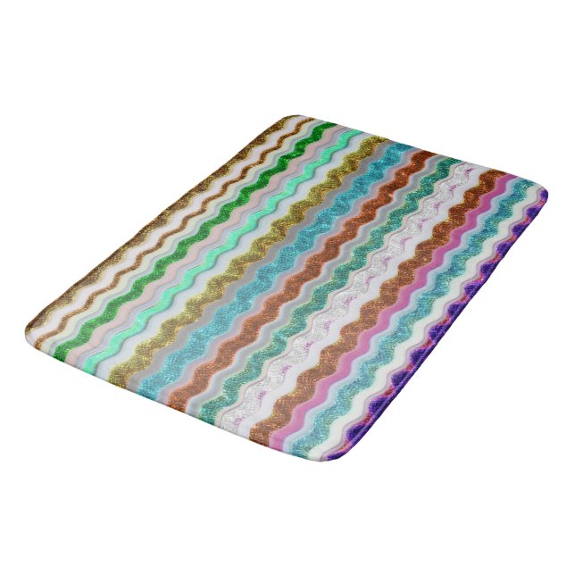 Coloured of wavy stripes resembling snakeskin bath mat (Angled)
