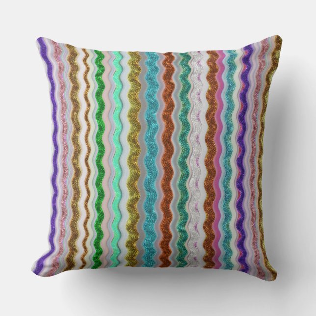 Coloured of wavy stripes resembling snakeskin  throw pillow (Front)