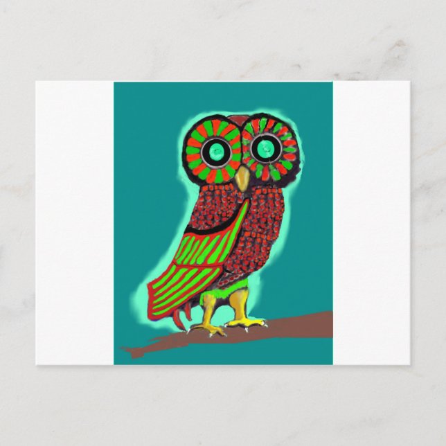 Coloured owl postcard (Front)