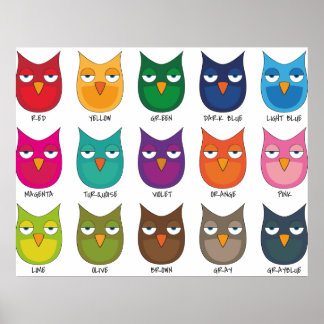 Coloured Owls / Coloured Owls Poster