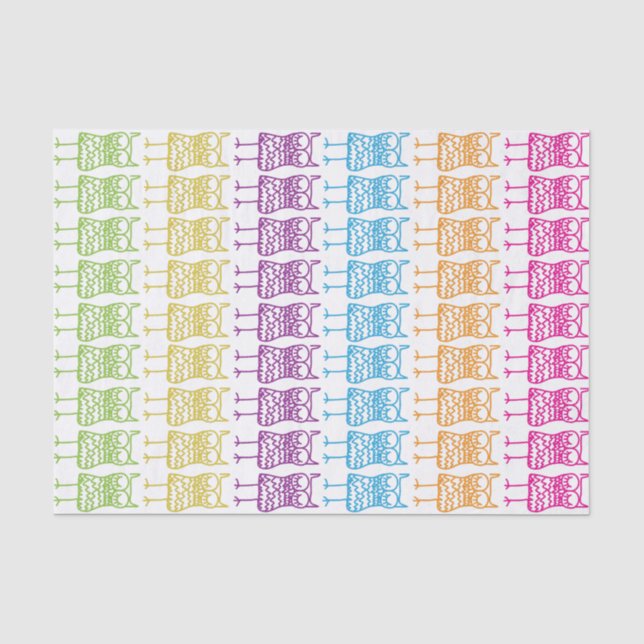Coloured Owls Tissue Paper (Front)
