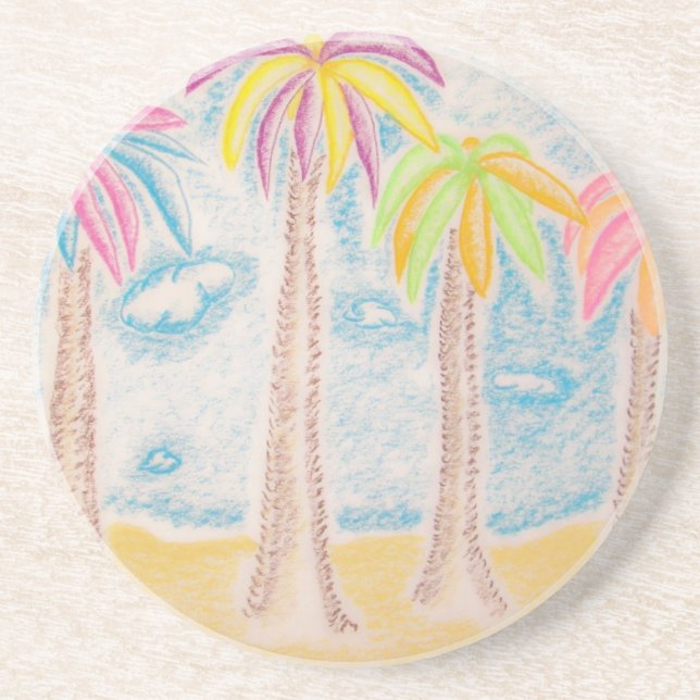 Coloured Palms-coaster Coaster (Front)