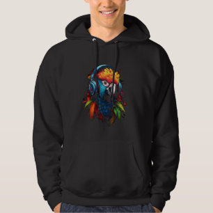 coloured parrot DJ With Headphones african parrots Hoodie